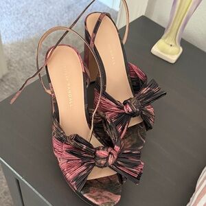 Loeffler Randall Pink and Black Bow Slingback Heels Size 8